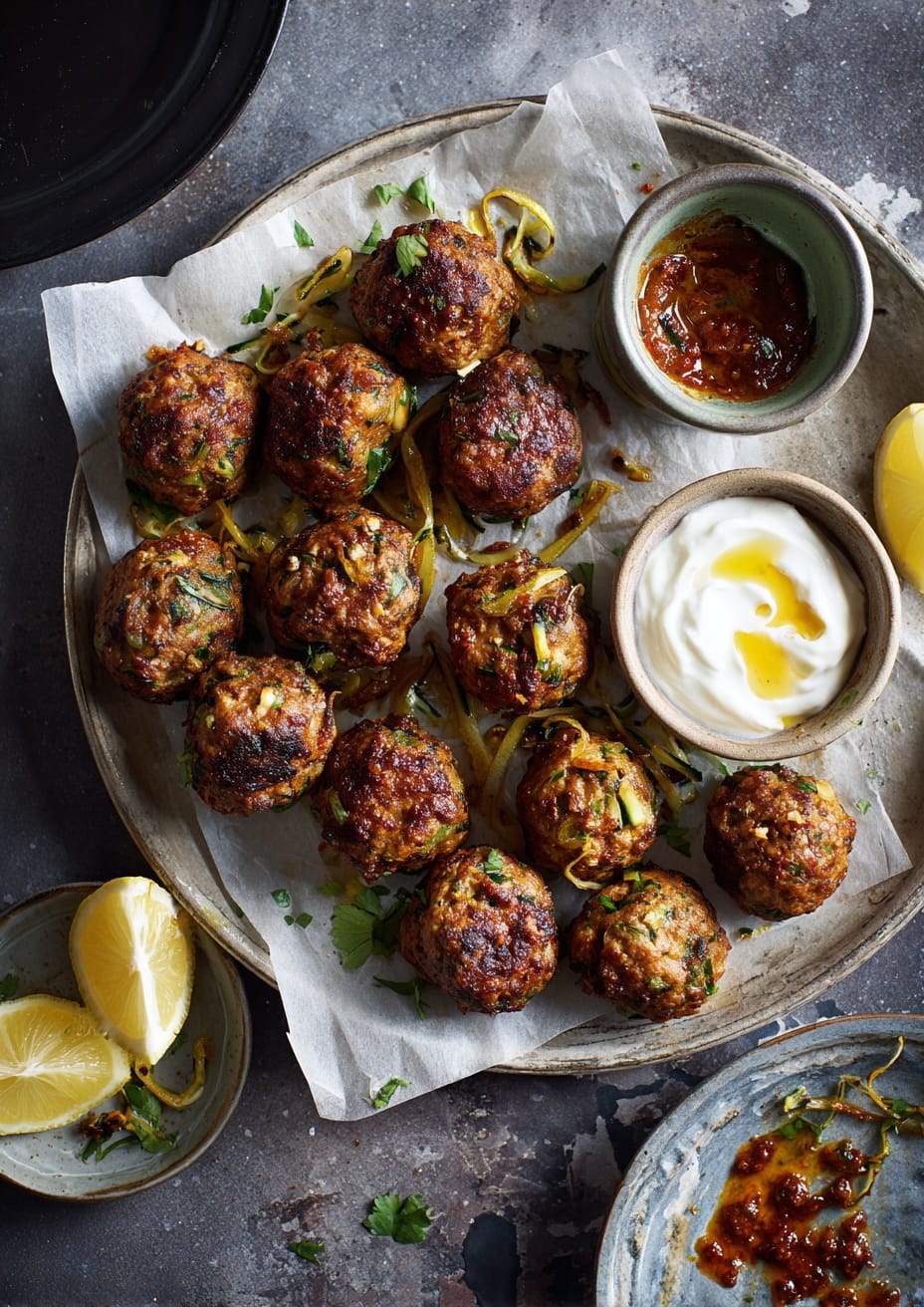 Oven-Baked Turkey Harissa Meatballs with Courgette